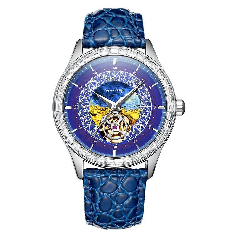 梵高(Vangogh)全自动机械男表艺术家·罗盘系列 麦田群鸦44mm