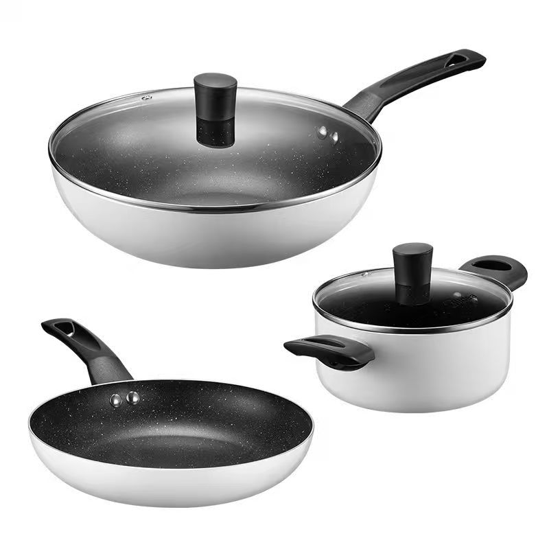 美的（Midea）精铁麦饭石三件套炒锅ST03M01