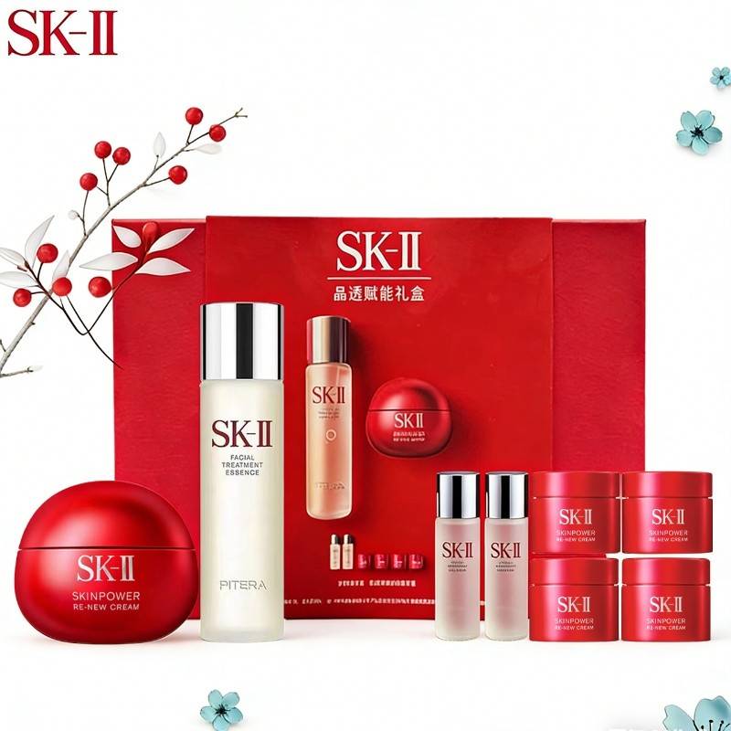 SKII/SK-II 晶透赋能礼盒8件套 神仙水230ml*1+新版大红瓶面霜80g（轻盈）*1+神仙水30ml*2+大红瓶面霜15g*4 skii/sk-ii