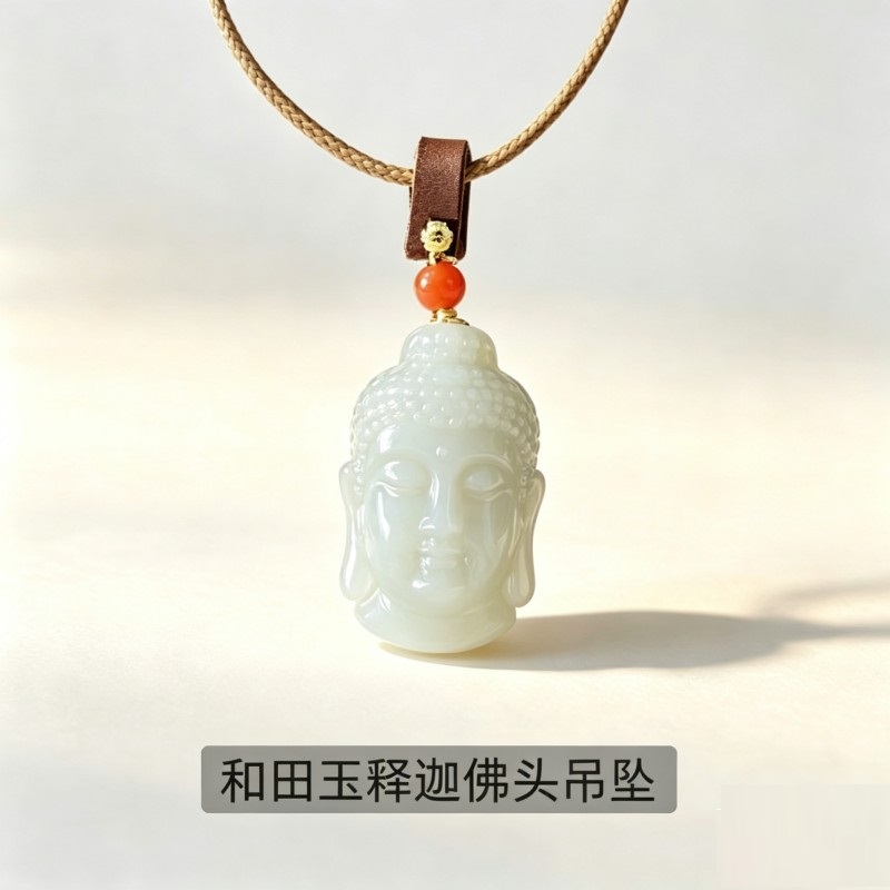 [琅耀]和田玉释迦佛头精美吊坠LY070