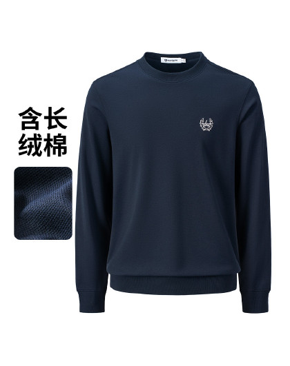 【精梳长绒棉】意大利小帆船 春季长袖圆领打底衫简约刺绣T恤男
