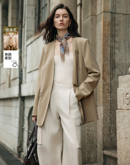 H型一粒扣女式西服2026年春季新款都市通勤风高级感V领西装