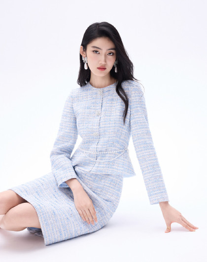 朗姿集团商场同款春夏春夏秋款小香风女式连衣裙