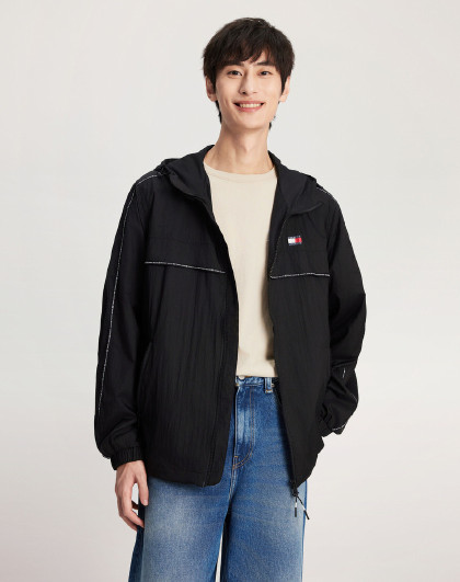 Tommy Jeans秋冬男潮流户外运动织带拼接合身版连帽夹克外套
