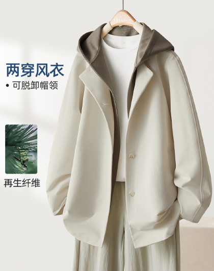 【可脱卸连帽廓形风衣】26夏多造型弯刀袖设计感一手长风衣