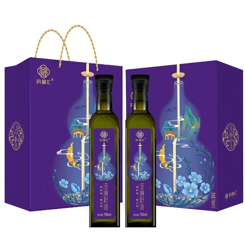 纳福汇冷榨亚麻籽油礼盒750ml*2