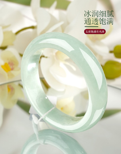 【精选手镯】天然缅甸翡翠A货晴底宽版翡翠手镯正圈51-62