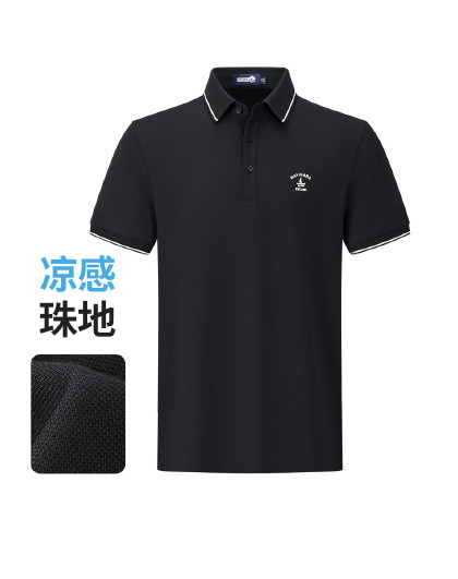 【凉感珠地】意大利小帆船夏季冰爽棉短t恤透气净色Polo衫男