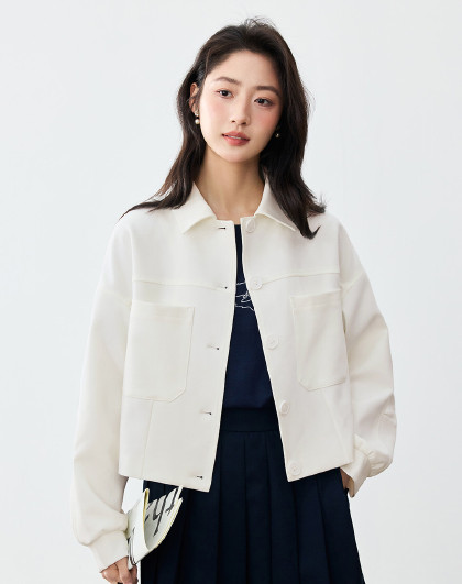 轻户外工装风短外套女2026春秋款时尚拼接百搭口袋夹克上衣
