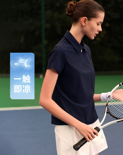 【凉感防晒】小帆船 高尔夫透气翻领短t网球运动短袖polo女