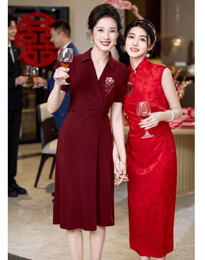 【日常可穿】沐兰重工刺绣喜婆婆礼服宴会裙法式优雅连衣裙