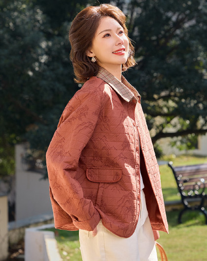妈妈装春季翻领国风开衫外套中老年女装春秋款小个子时尚休闲上衣