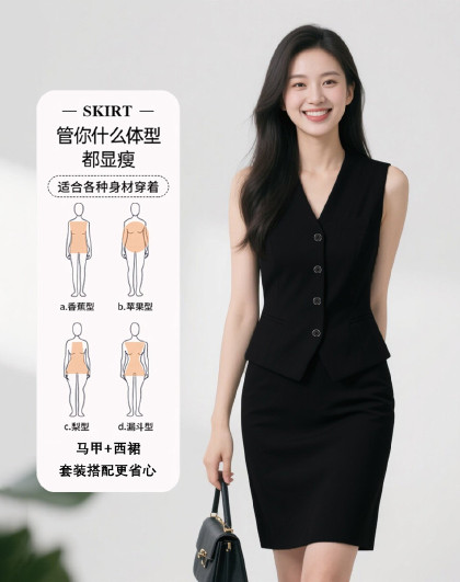【马夹+裙】商务职业套装女舒适修身两件套女套装西服女士套装
