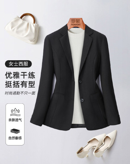 商务休闲优雅气质西装上衣女简约百搭女士西服舒适修身女西服外套