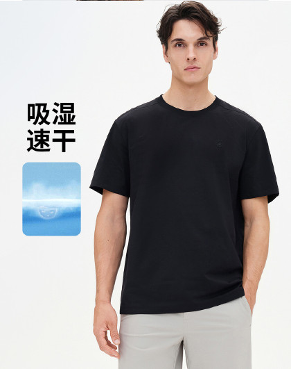 【凉感防晒抑菌吸湿速干】意大利小帆船 短袖圆领宽松男士T恤衫