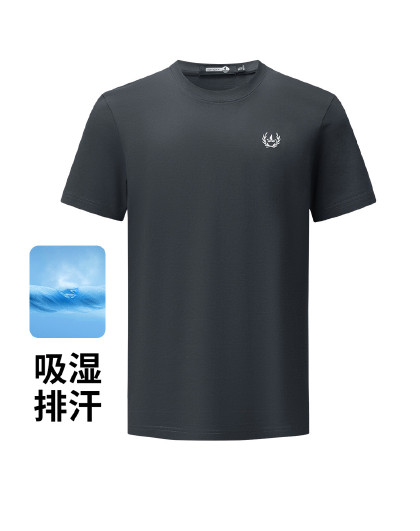 【吸湿速干】意大利小帆船 夏季凉感透气短t百搭净色圆领T恤男