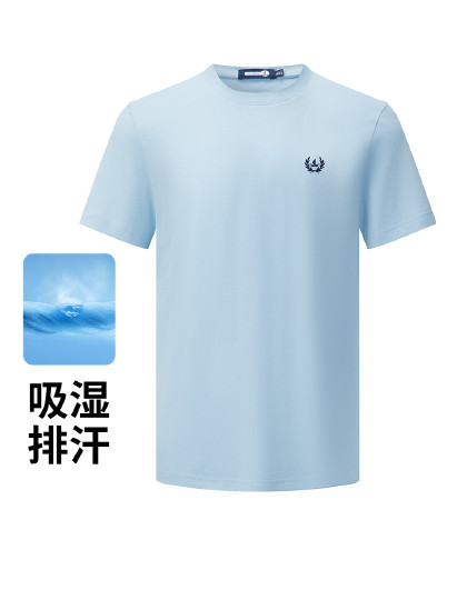 【吸湿速干】意大利小帆船 夏季凉感透气短t百搭净色圆领T恤男