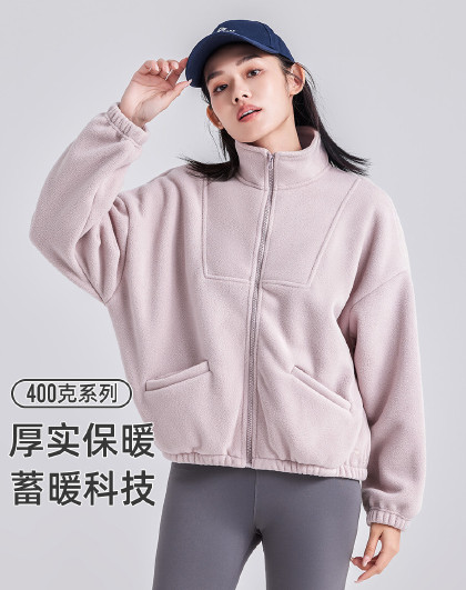 【400克】双刷摇粒绒宽松立领户外外套时尚运动抓绒春季外套女