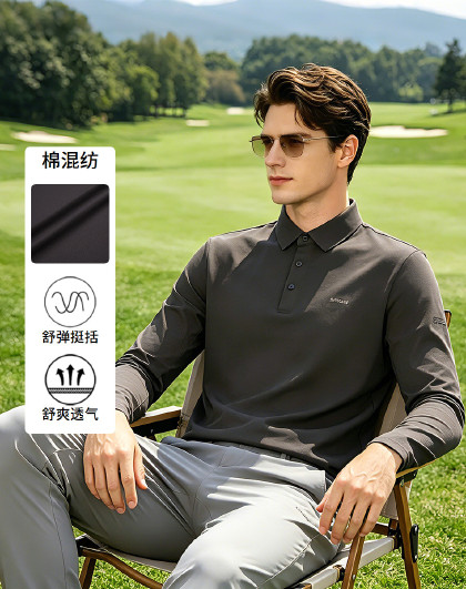 【棉混纺 呼吸感】夏季男装商务休闲长袖POLO衫