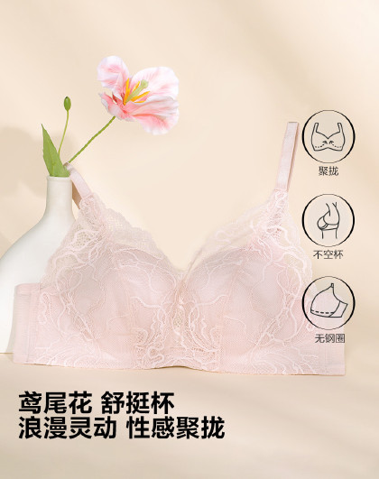 【轻柔舒挺杯 双专利】可机洗蕾丝内衣无钢圈收副乳文胸