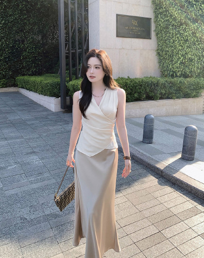 法式无袖绝美漂亮上衣衬衫女夏季轻奢高级感衬衣修身气质