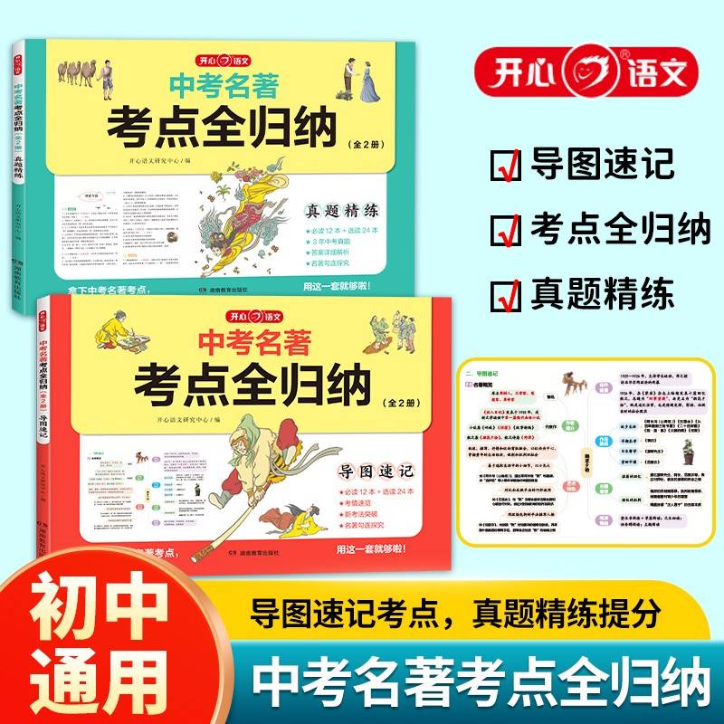 2024版中考名著考点全归纳初中名著导读考点精练七八九年级必考名著精讲细练一本通初一二三课外名著阅读高效训练789年级开心教育