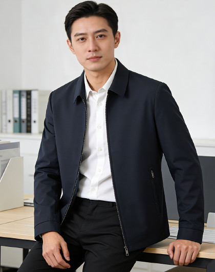 【商务通勤】春季男式商务休闲纯色翻领夹克外套男