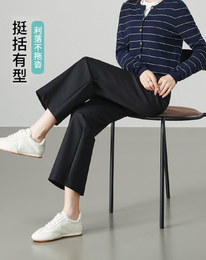 【挺括有型】高级感垂感显瘦休闲裤女26春秋季新九分气质喇叭裤