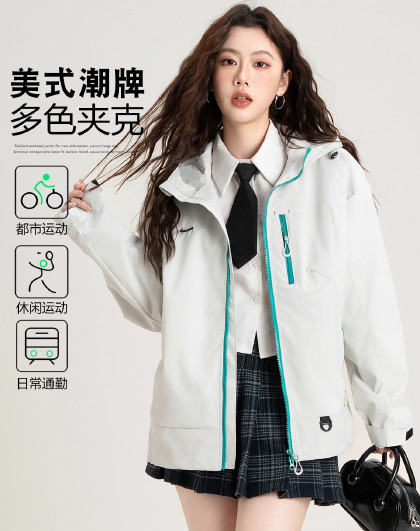 撞色拉链外套女式户外山系运动百搭宽松休闲简约时尚小众潮牌设计