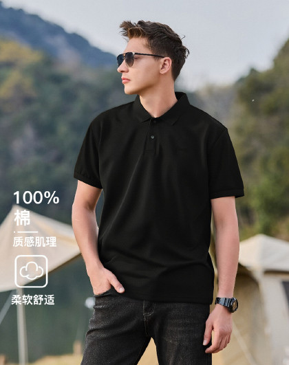 【100%纯棉】高品质重磅珠地短袖男式Polo衫休闲纯色T恤