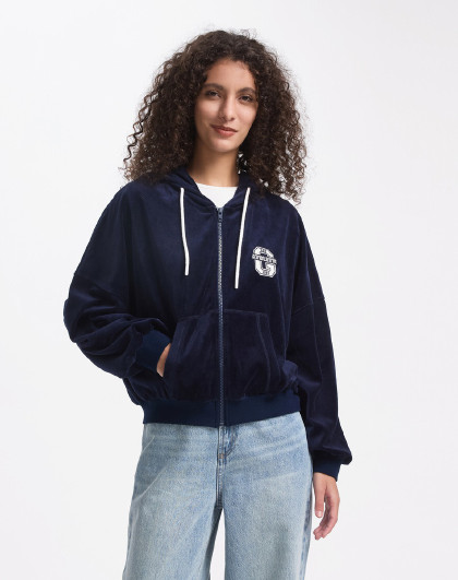Gap女装春天鹅绒大G刺绣logo连帽卫衣休闲外套637173