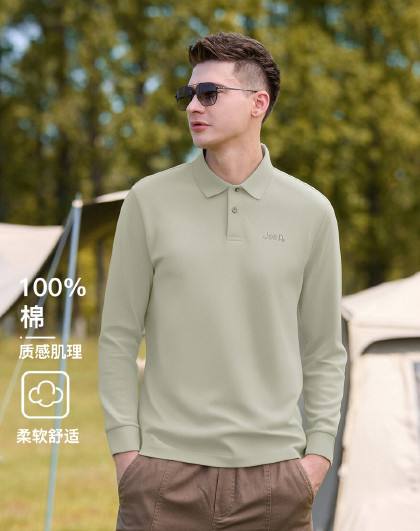 【100%重磅纯棉270g打底衫】高品质男式长袖Polo衫