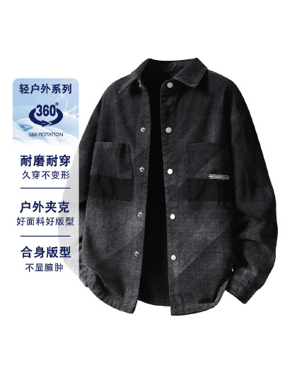 【高级渐变色】潮流街头风做旧牛仔外套百搭舒适休闲翻领夹克