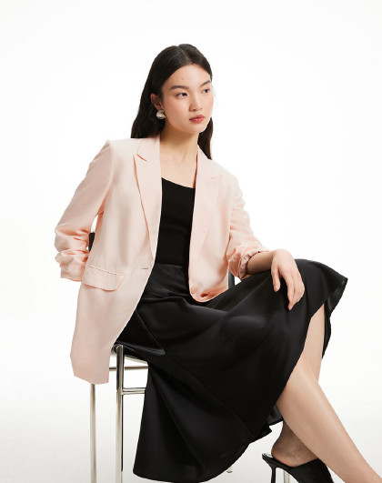【纯色通勤】夏翻领一粒扣优雅西装外套女高级感专柜同款