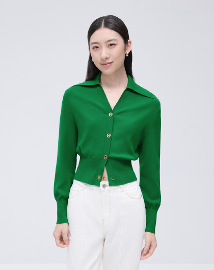 针织衫女春款v领上衣女显瘦外搭开衫针织外套短款