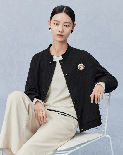 春季休闲立领长袖纯色时尚百搭透气亲肤女式外套