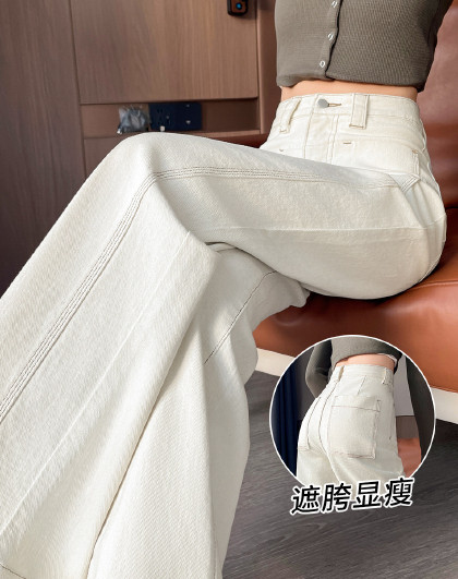 高腰阔腿镰刀牛仔裤女2026年春款高级感显瘦百搭直筒长裤