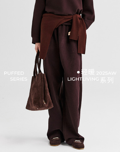 【果冻绒】松紧腰直筒宽松空气层卫裤女26新款加绒保暖休闲