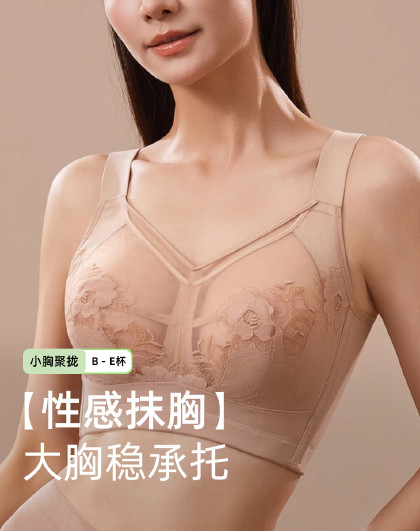 【刺绣镂空抹胸】 大胸显小高侧比收副乳调整型无钢圈上托内衣
