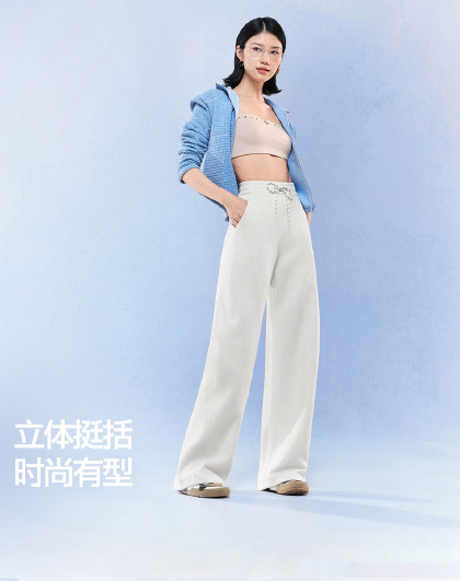 杨幂同款弯刀卫裤新款女春夏垂感长裤白色运动休闲裤子女2026