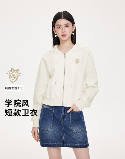 春季开衫连帽卫衣减龄洋气女士外套显瘦短款女式上衣女