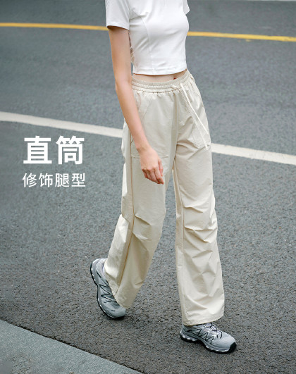 【机能伞兵】意大利小帆船 春夏机能通勤风松紧腰直筒休闲长裤女