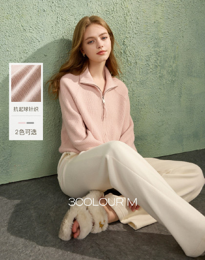 【抗起球】2026春夏款翻领插肩袖开衫针织衫休闲简约百搭女M