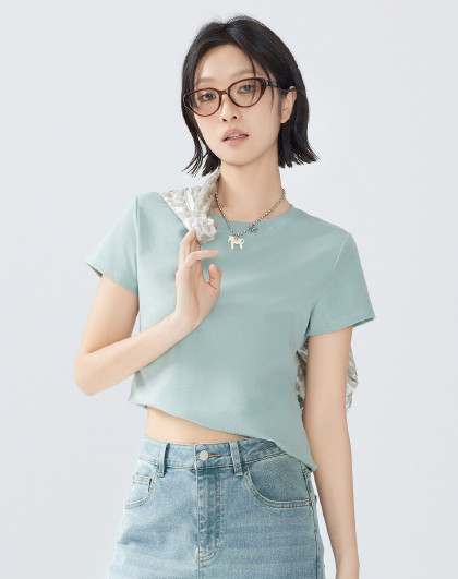 瘦瘦T 嘎嘎显瘦|圆领正肩弹力修身百搭短袖上衣