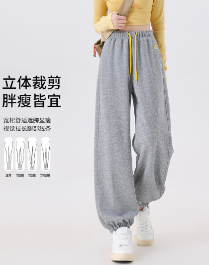 【撞色抽绳】束脚卫裤女设计感春秋含棉亲肤高腰减龄休闲运动裤子