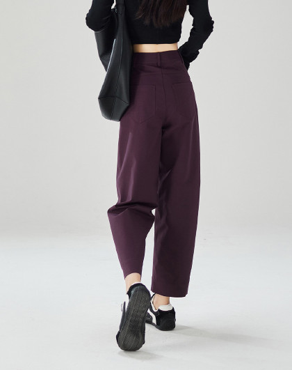 【轻运动系列】仿棉微弹不易皱镰刀裤女春休闲感女裤子