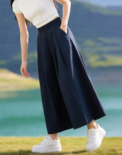 小个子山本裙裤女夏宽松女裤梨形藏肉显瘦a字休闲裤裙九分阔腿裤