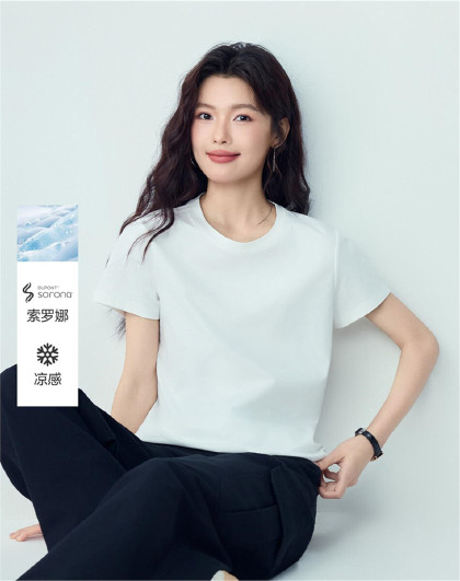 26夏季女式T恤黑科技索罗娜凉感百搭休闲女上衣圆领短袖T恤女