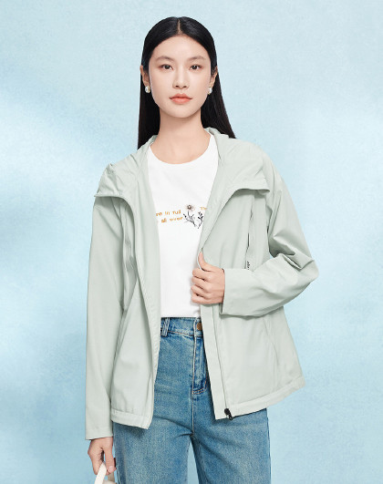 春夏休闲连帽长袖纯色百搭防风亲肤显瘦女式外套