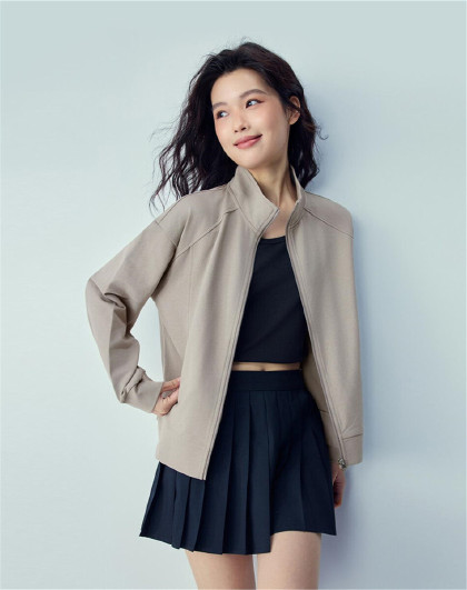 2026年纯棉破骨女式外套纯色百搭运动休闲立领卫衣外套女款